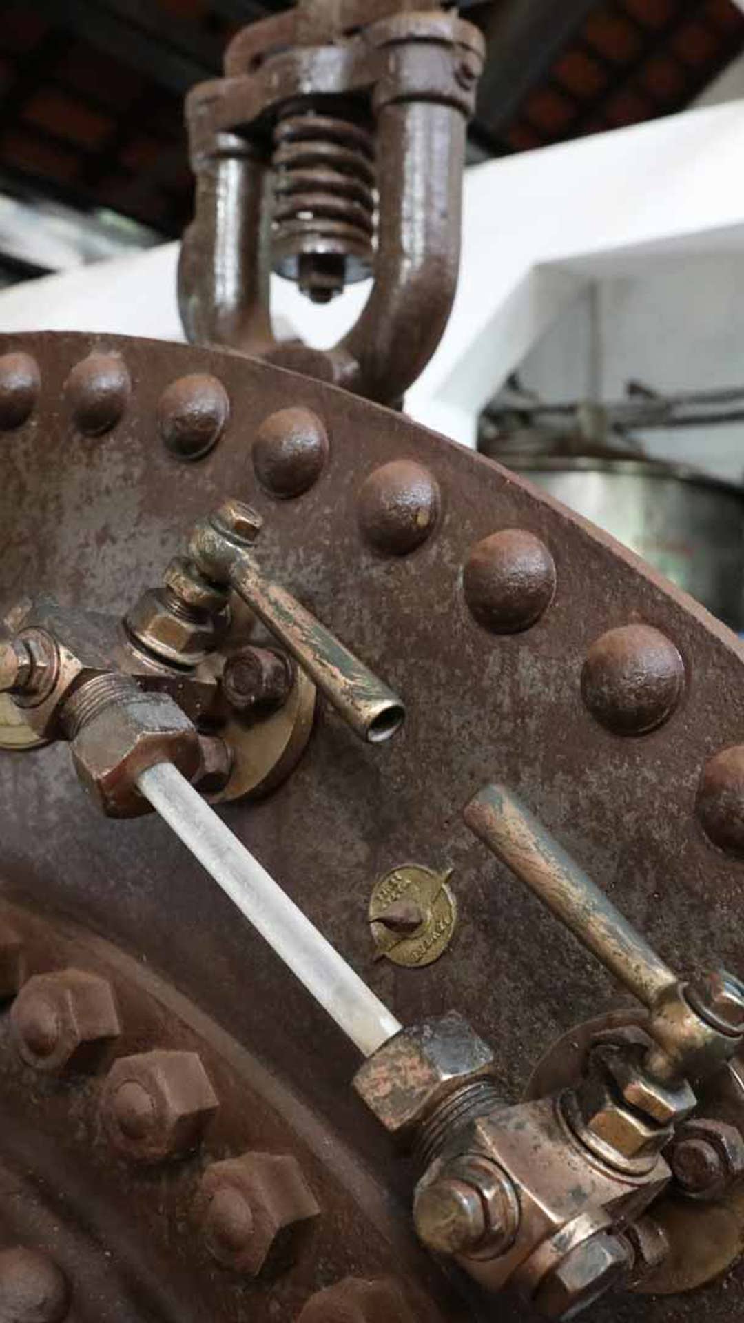 Industrial machine used in the production of sugarcane spirit on the island of Madeira.