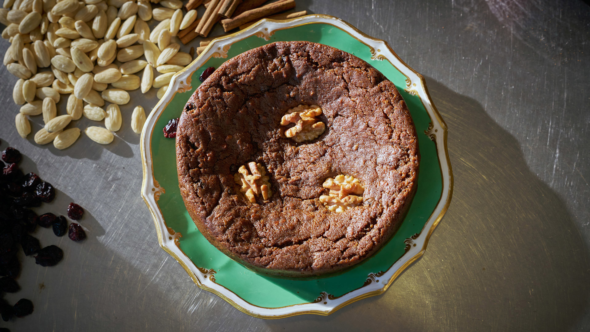 Plate with bolo de mel, a traditional speciality from Madeira Island.