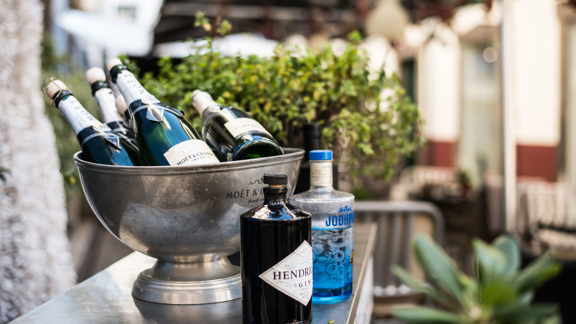 Bottles placed inside a bowl.