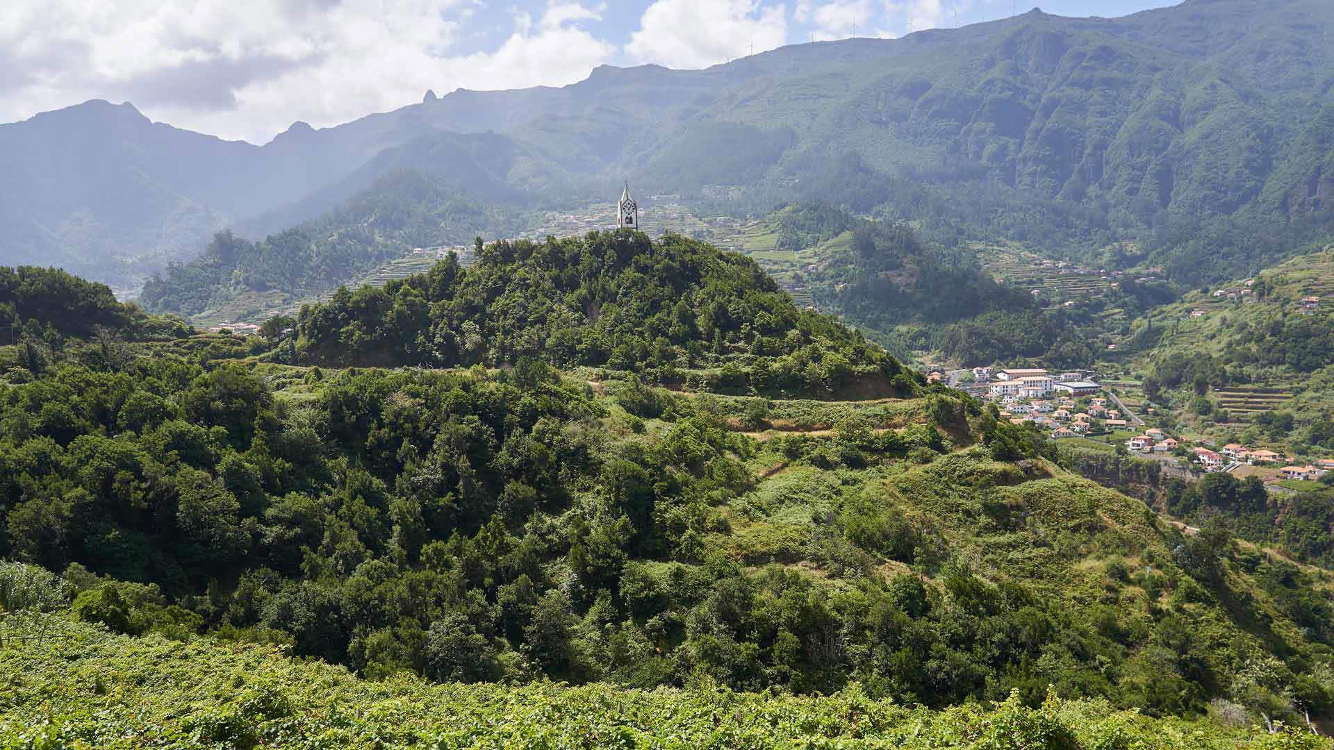Bergblick inmitten der Natur auf der Insel Madeira.