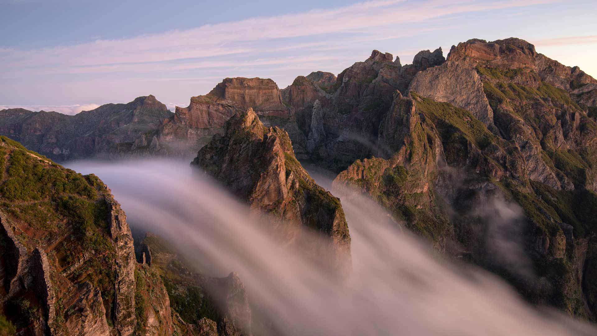 Mountain among clouds in Madeira’s landscape.