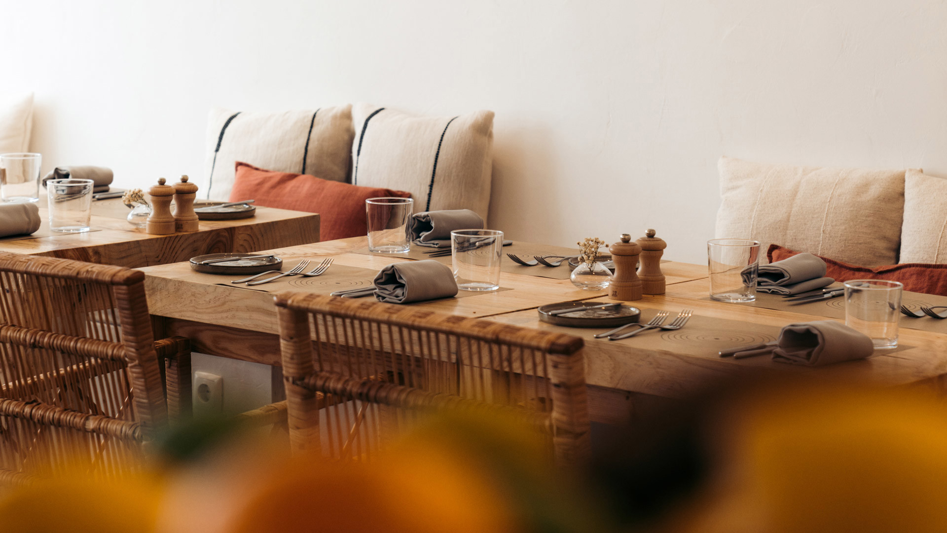 Set table with cushions around.