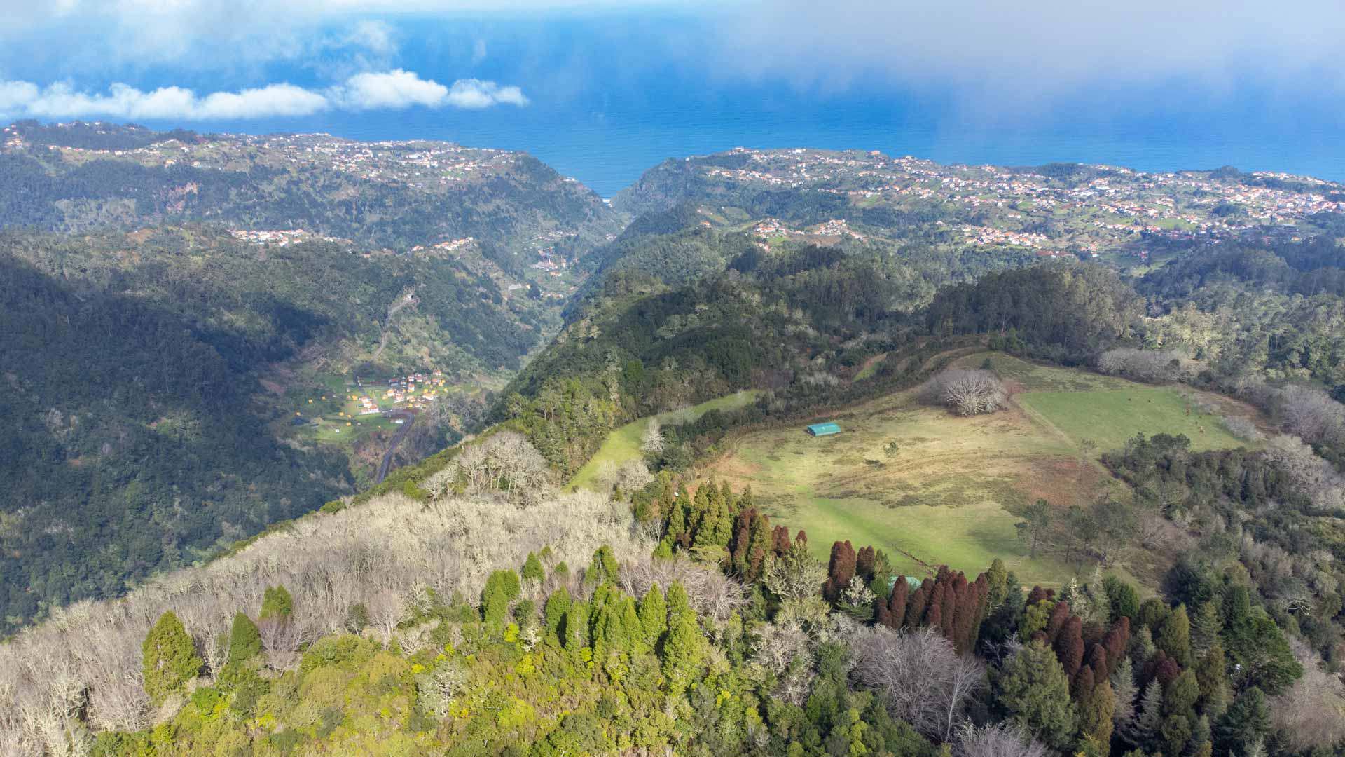 Naturaleza exuberante con montañas en Madeira.